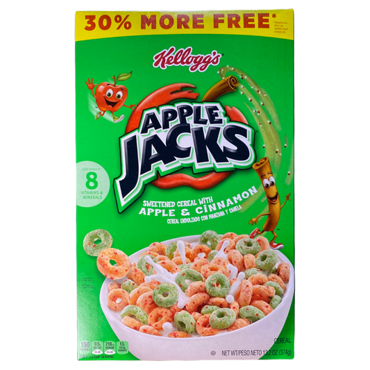 Kellogg's Apple Jacks Sweetened American Cereal 30% More 374gr