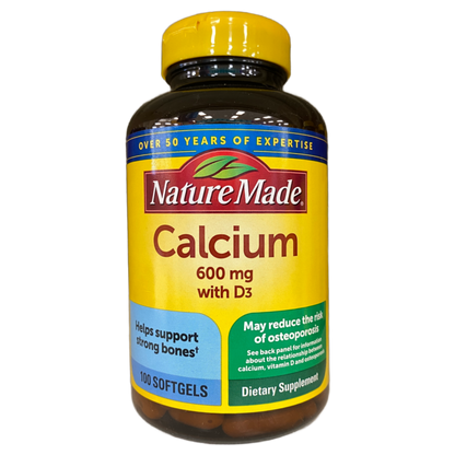 Nature Made Dietary Supplement Softgels 600 mg Calcium 100 ct