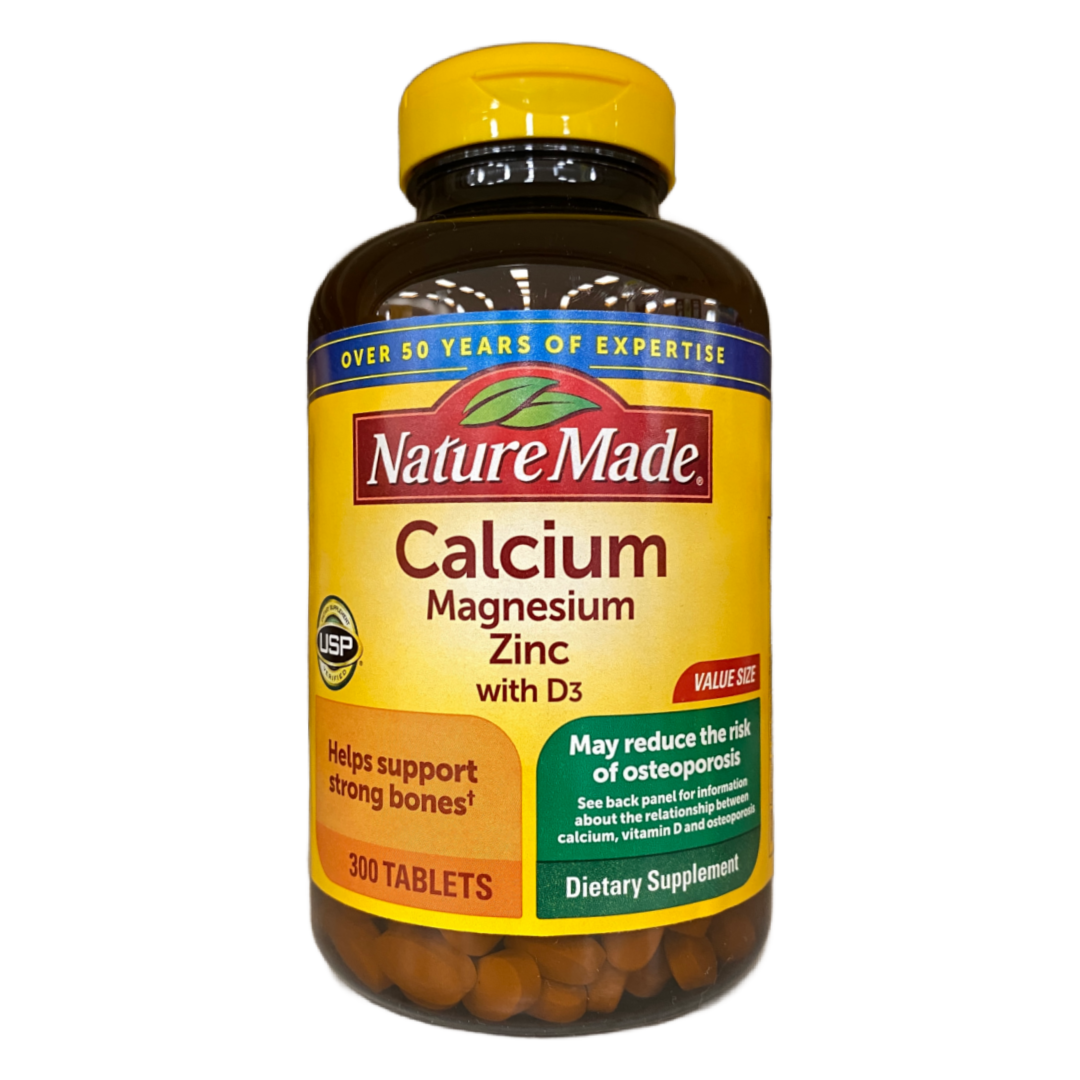 Nature Made Calcium Magnesium Zinc Vitamin D3 Dietary Supplement Tablets 300ct