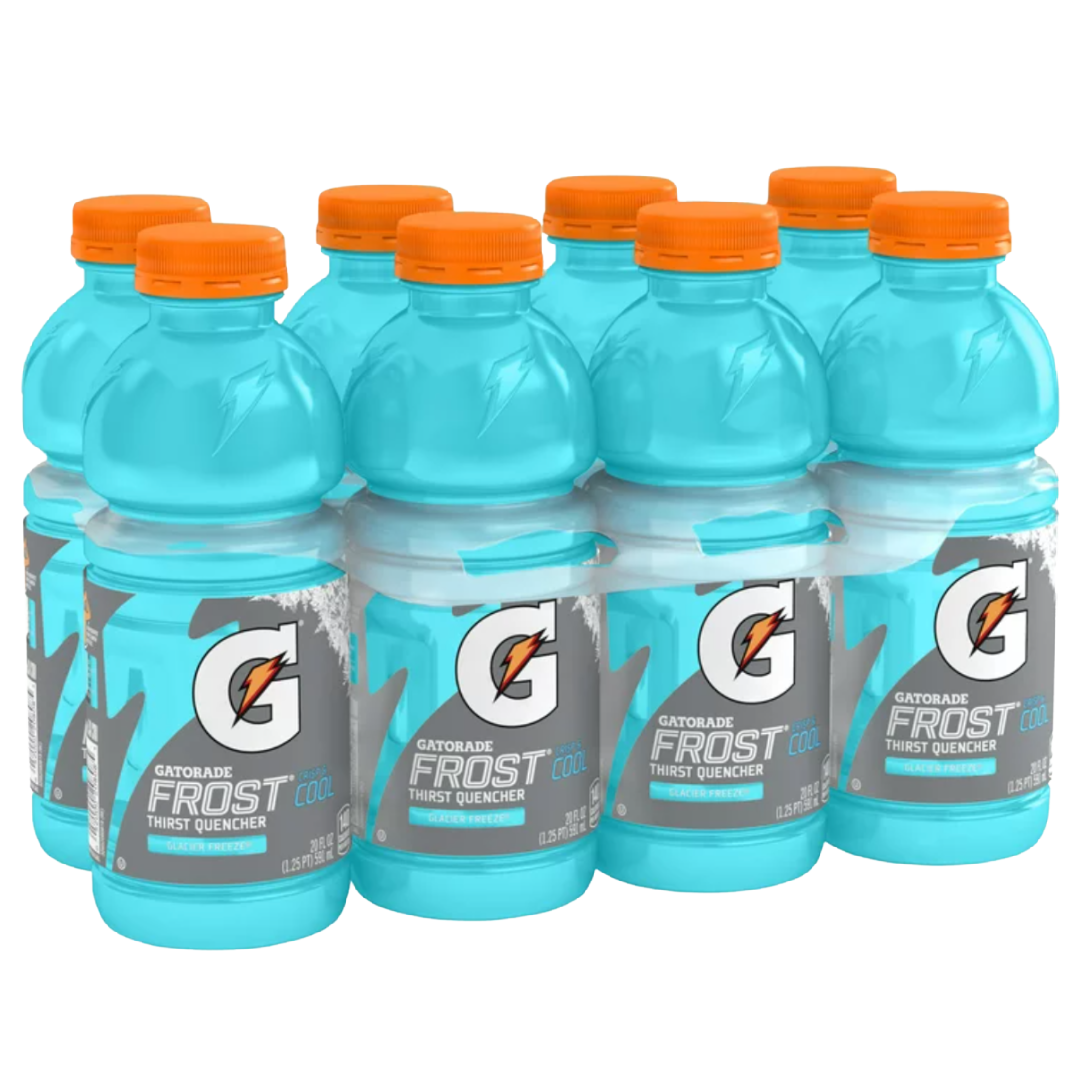 Gatorade Frost Glacier Freeze Thirst Quencher Sports Drink, 20 oz, 8 Pack Bottles