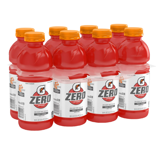 Gatorade G Zero Sugar Fruit Punch Thirst Quencher Sports Drink, 20 oz, 8 Pack Bottles