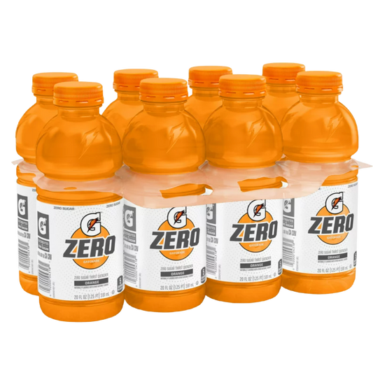 Gatorade G Zero Thirst Quencher, Orange, 20 fl oz, 8 Pack Bottles