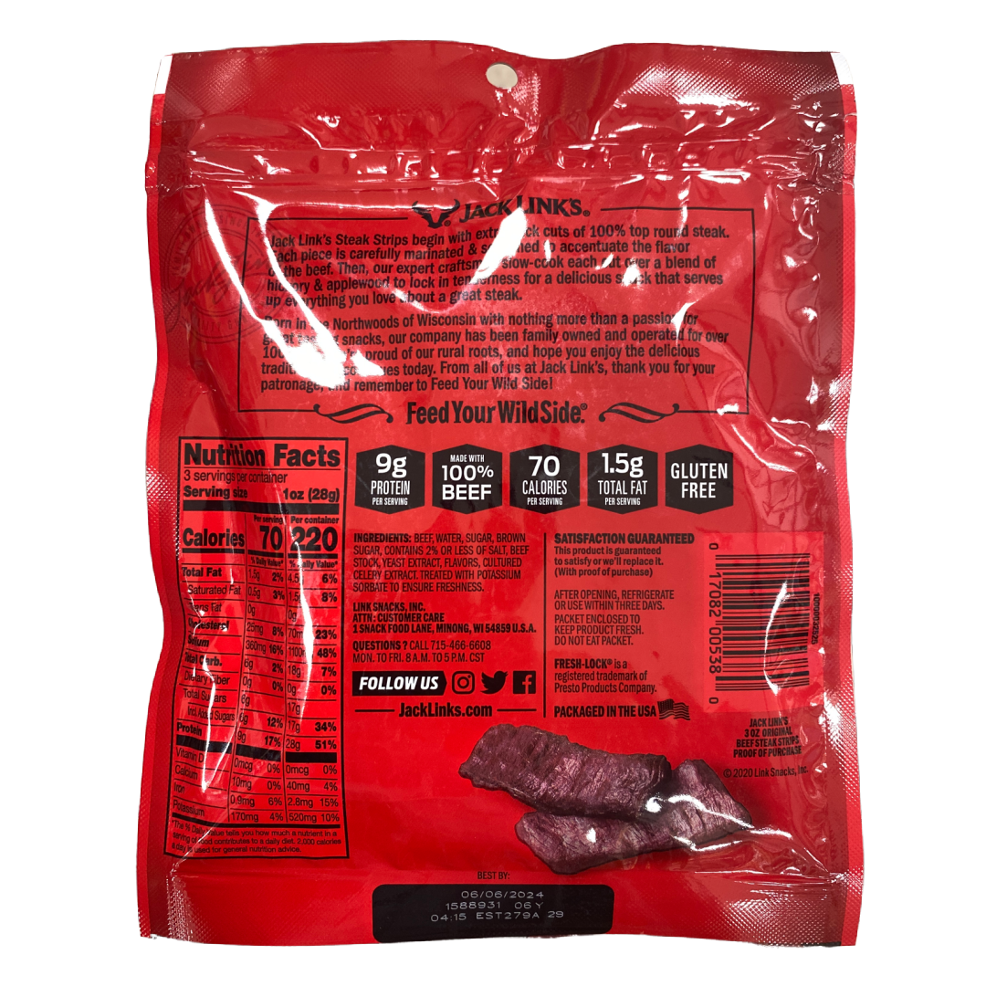 Jack Link's Original Thick Cut Steak Strips 3oz (85g)