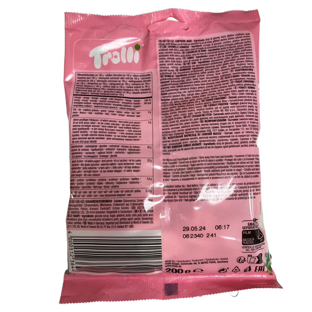 Trolli Kiss Strawberry Cream Candied Foam Gummy Sweets Packs 200g