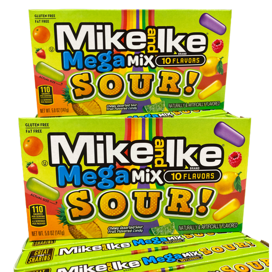 Mike & Ike Mega Mix Sour 5 oz. Box  Candy Set of 4