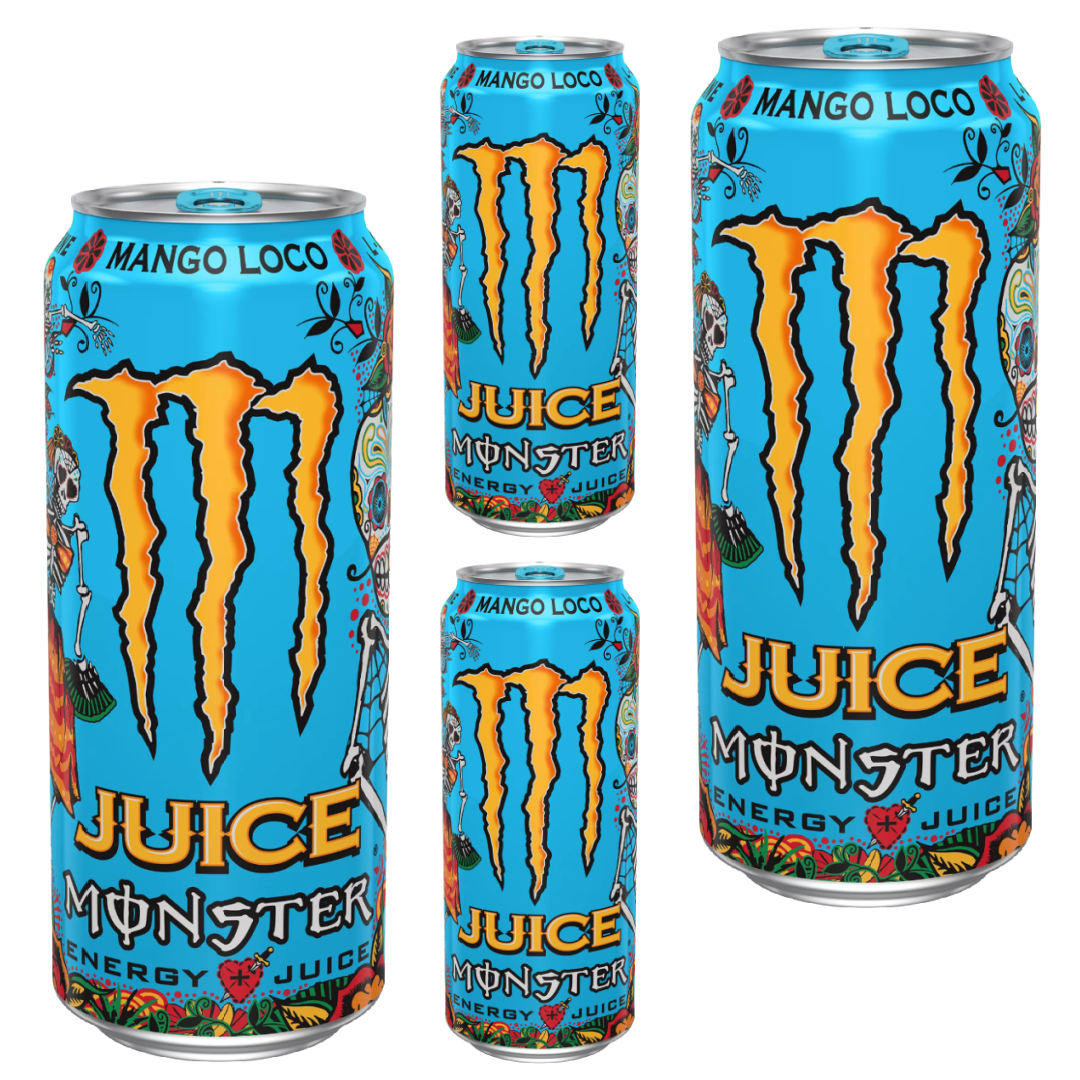 Monster Juice Mango Loco Energy Juice 16 fl oz can X 4