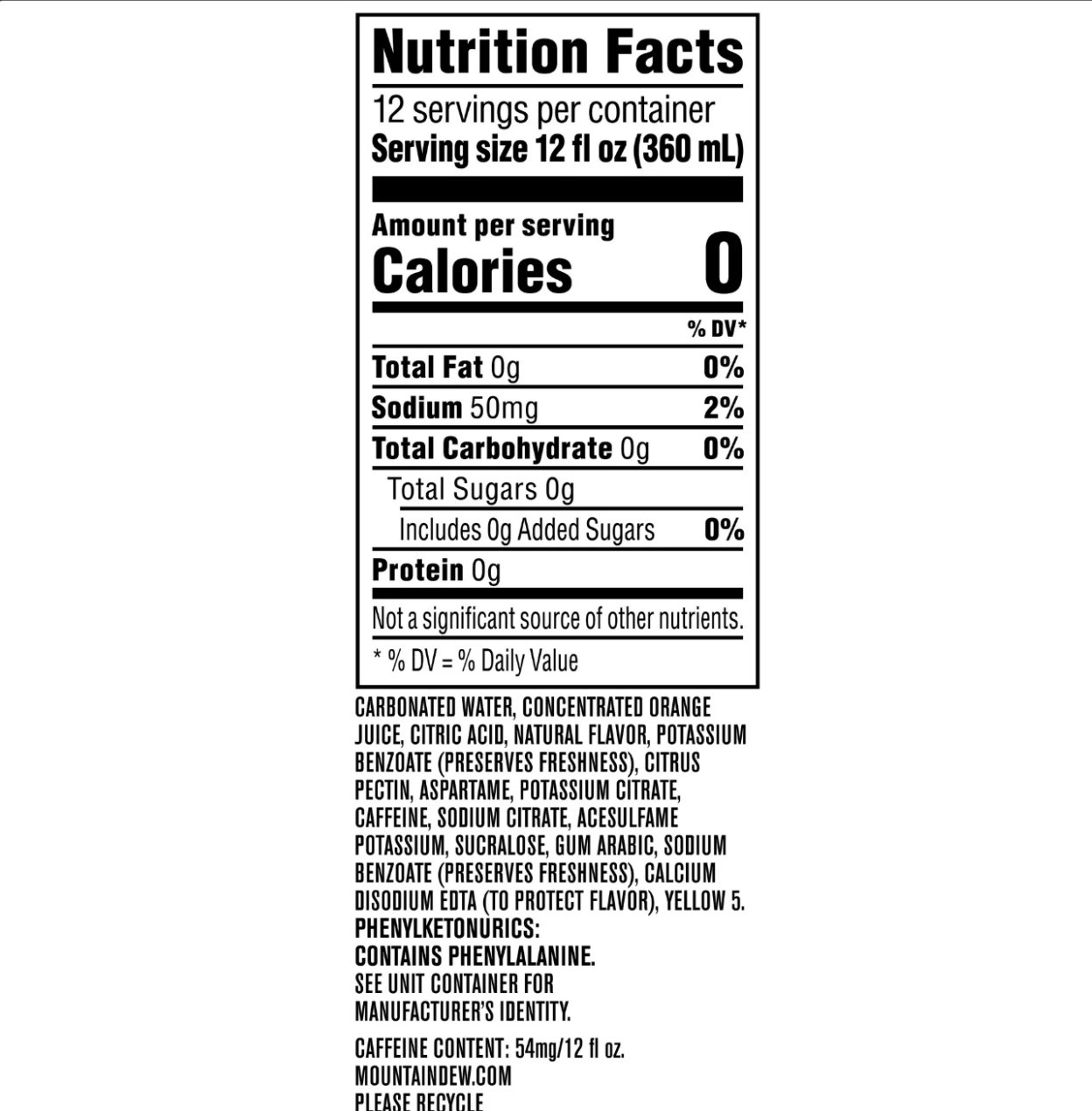 Diet Mountain Dew Citrus Soda Pop, 12 fl oz Cans, Pack of 4