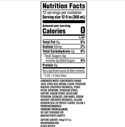 Diet Mountain Dew Citrus Soda Pop, 12 fl oz Cans, Pack of 4