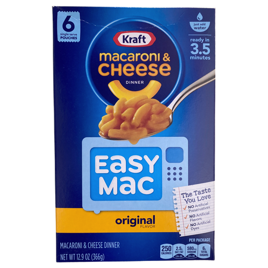 Kraft Easy Mac Original Flavor Macaroni & Cheese Dinner Pasta 6 ct 12.9 oz box