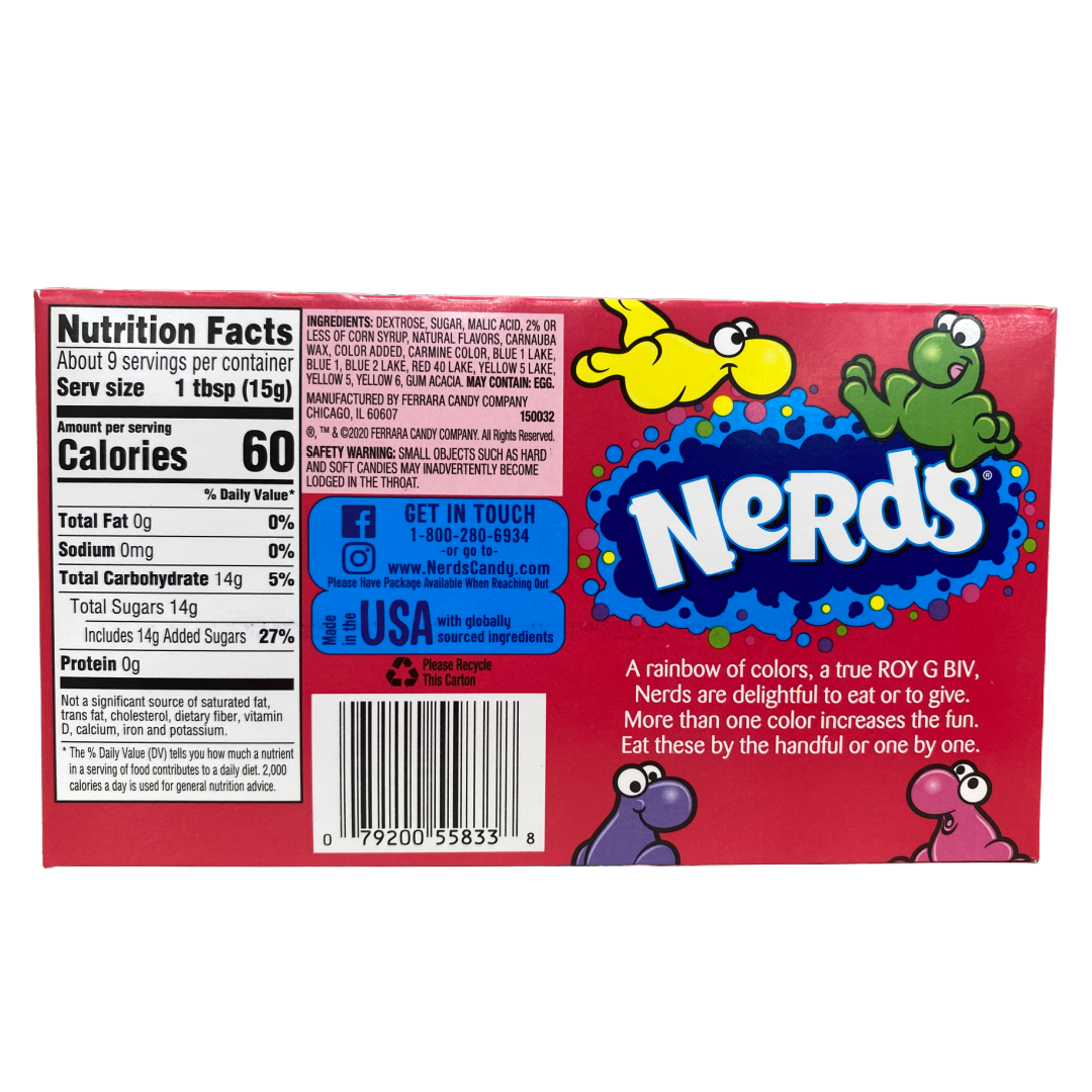 Wonka Nerds Rainbow American Kids Candy 5 oz Box/set of 4