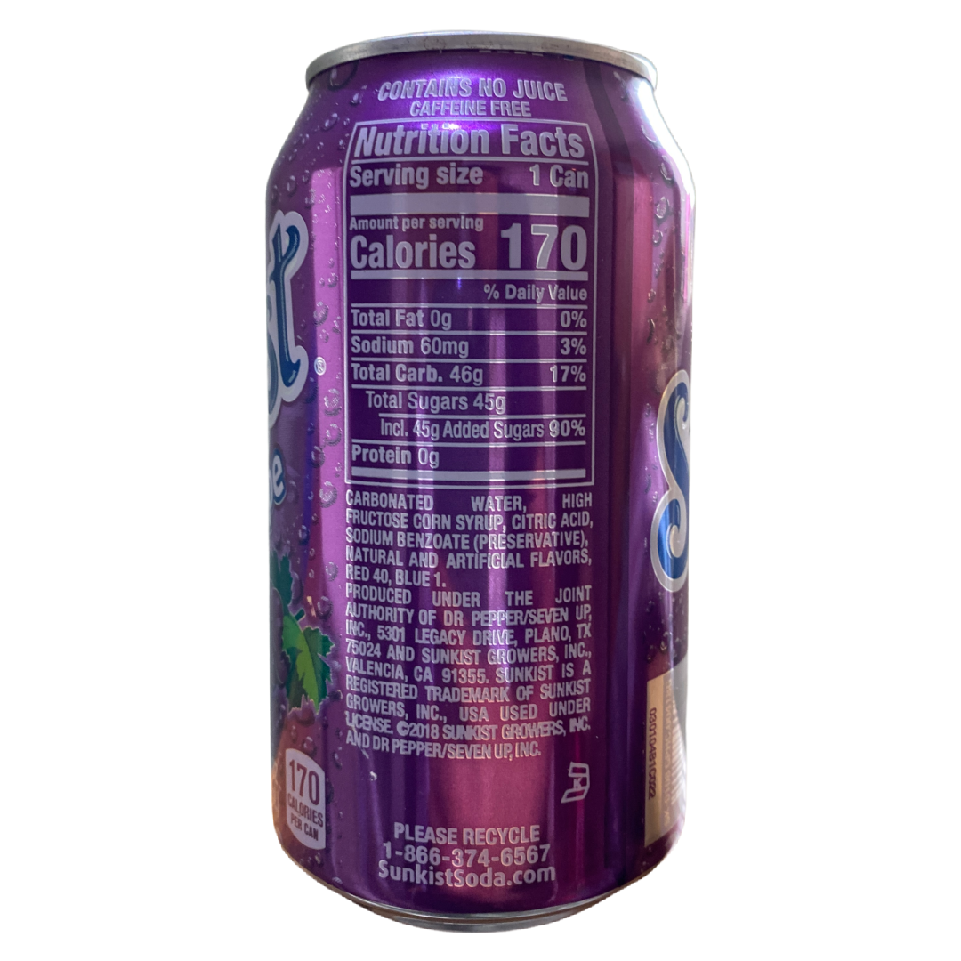 Sunkist Grape Soda 12 fl oz can X 4