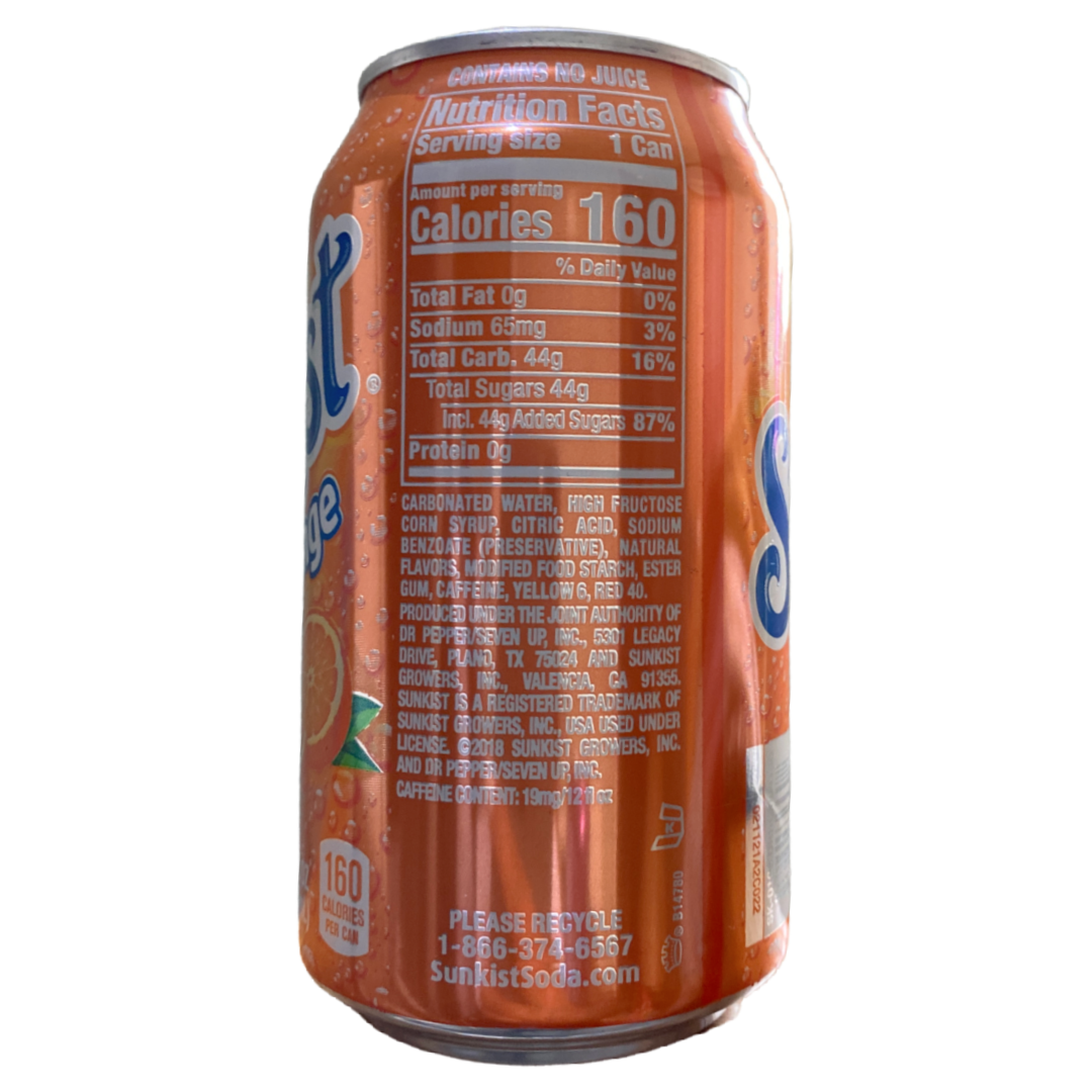 Sunkist Orange Soda 12 fl oz can X 4 American Soda - Orange Soda