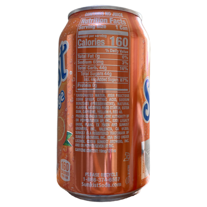 Sunkist Orange Soda 12 fl oz can X 4 American Soda - Orange Soda