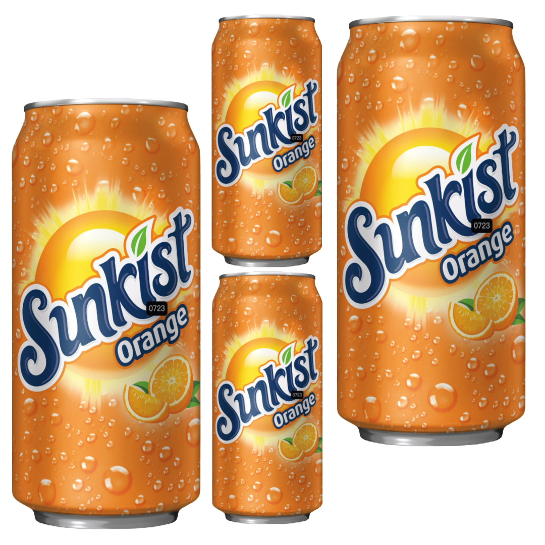 Sunkist Orange Soda 12 fl oz can X 4 American Soda - Orange Soda