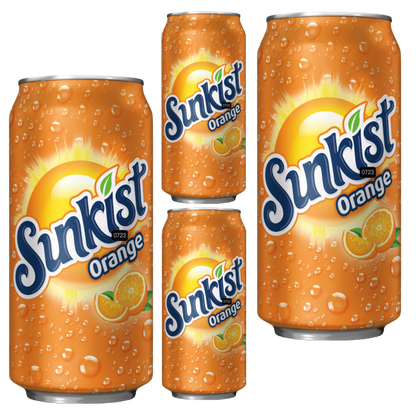 Sunkist Orange Soda 12 fl oz can X 4 American Soda - Orange Soda