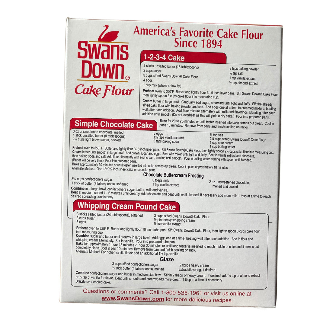 Swans Down Cake Flour, Enriched and Bleached, 32 oz Box - USA brand