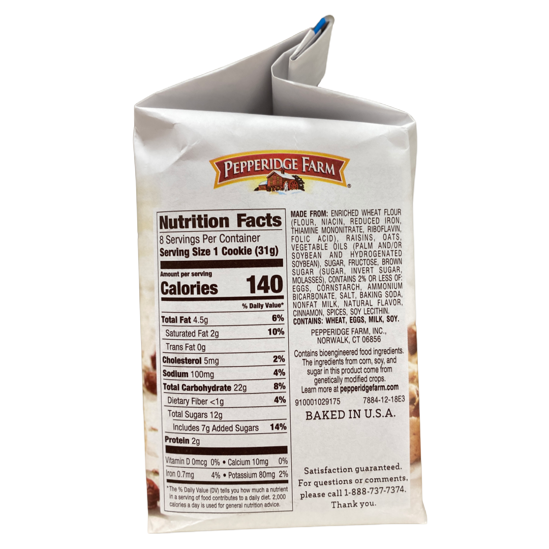 Pepperidge Farm Santa Cruz Oatmeal Raisin Cookies 8.6 oz bag