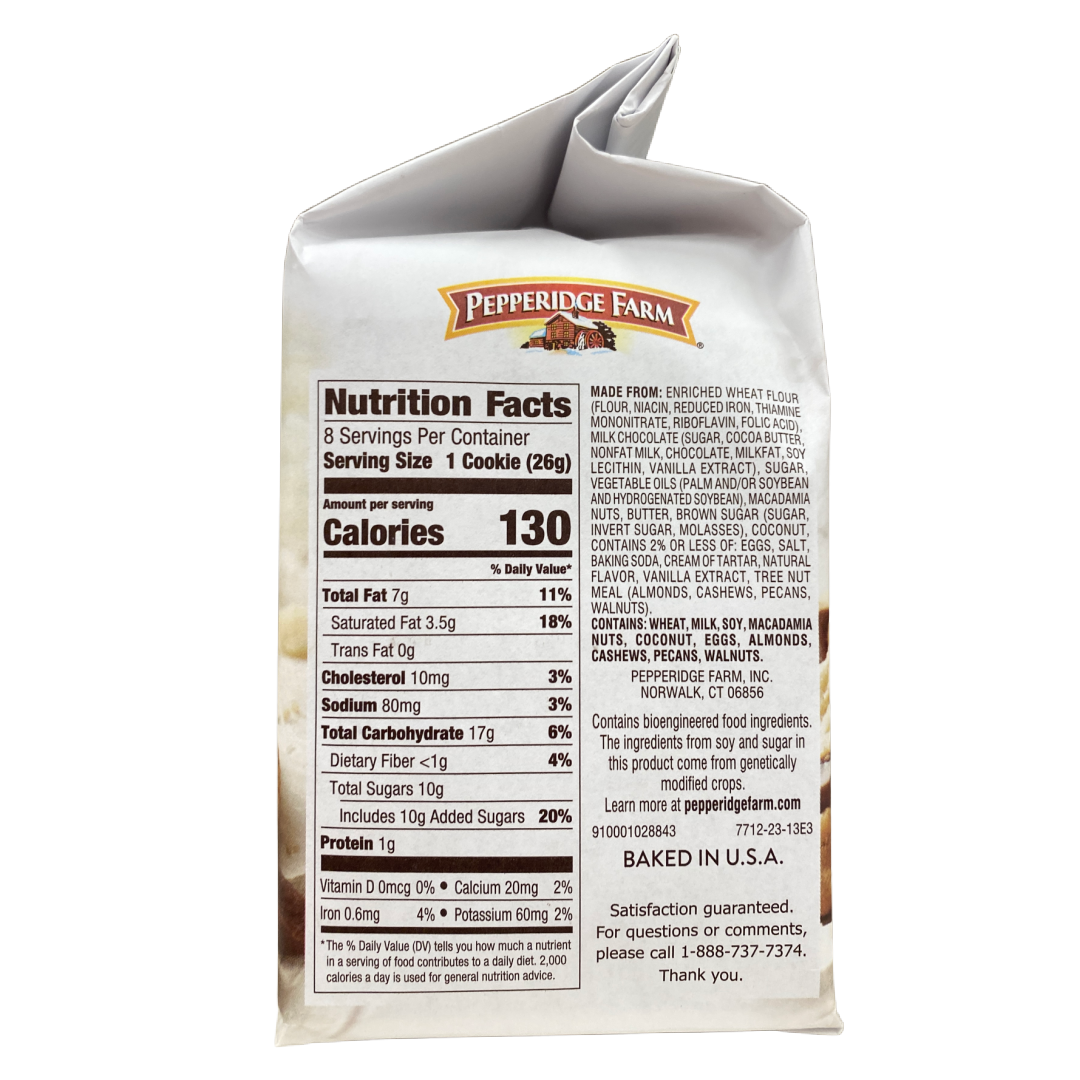 Pepperidge Farm Crispy Milk Chocolate Macadamia Sausalito Cookies 7.2 oz bag