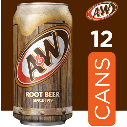 A&W Caffeine-Free, Low Sodium Root Beer Soda Pop, 12 fl oz, 12 Pack NO caffein