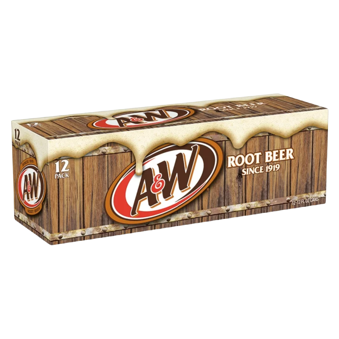 A&W Caffeine-Free, Low Sodium Root Beer Soda Pop, 12 fl oz, 12 Pack NO caffein