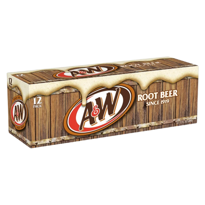 A&W Caffeine-Free, Low Sodium Root Beer Soda Pop, 12 fl oz, 12 Pack NO caffein