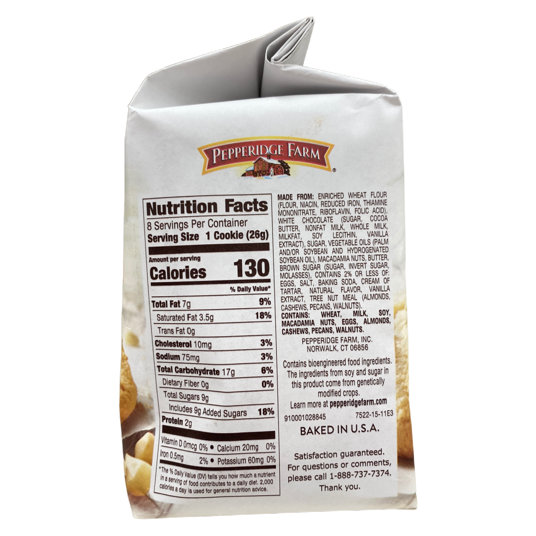 Pepperidge Farm Tahoe White Chocolate Macadamia Cookies 7.2 oz bag