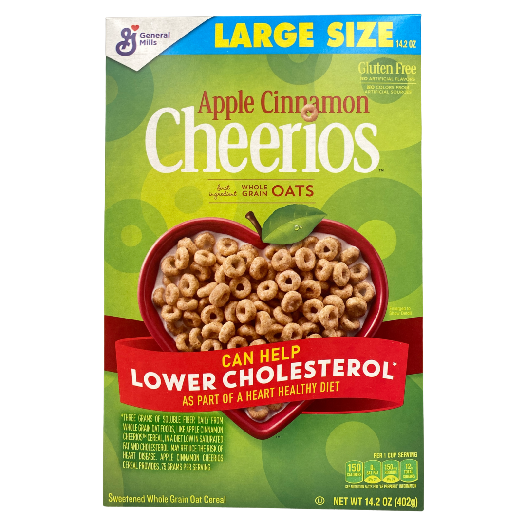 General Mills Cheerios Large Size Apple Cinnamon Whole Grain Oats Cereal 14.2oz