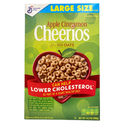 General Mills Cheerios Large Size Apple Cinnamon Whole Grain Oats Cereal 14.2oz