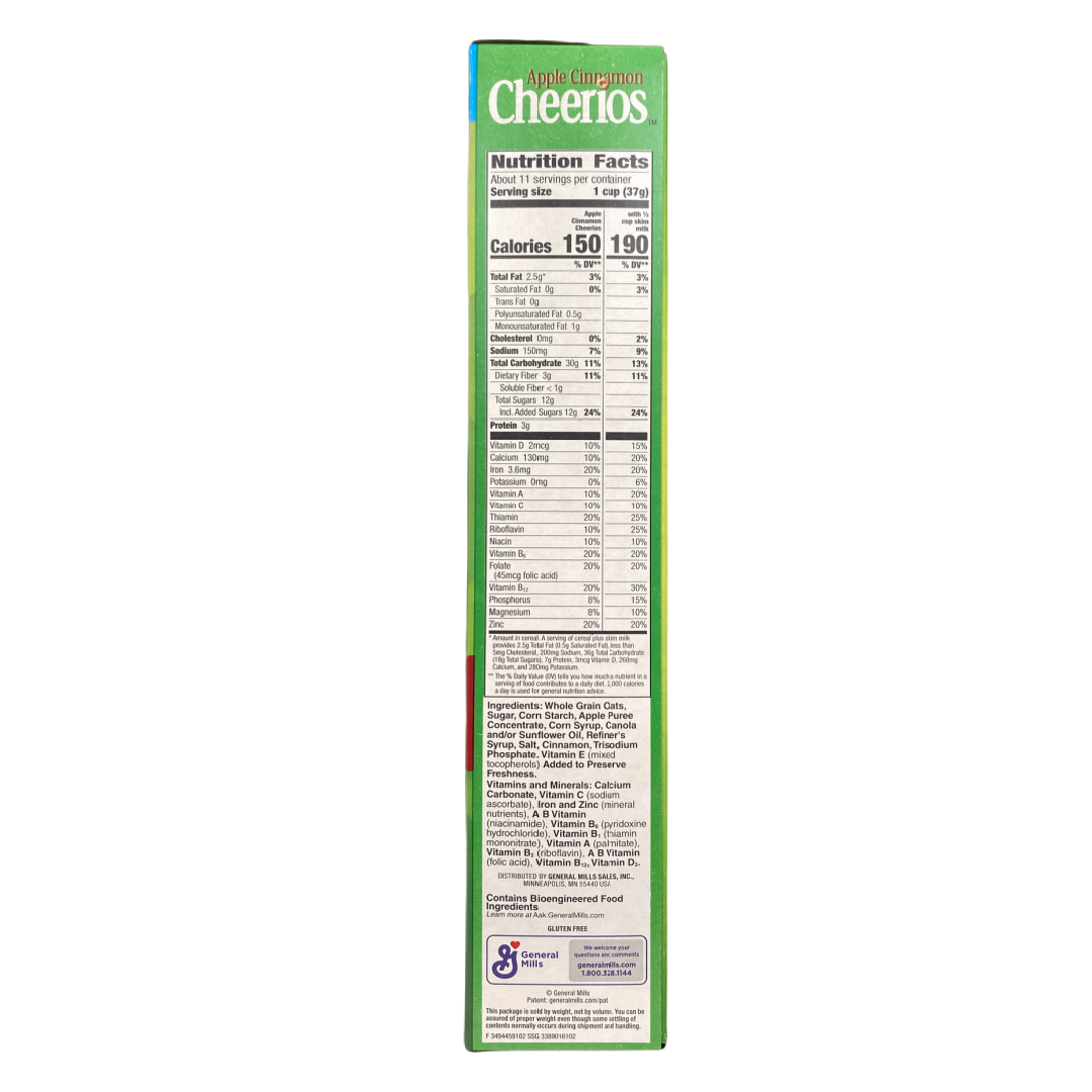 General Mills Cheerios Large Size Apple Cinnamon Whole Grain Oats Cereal 14.2oz