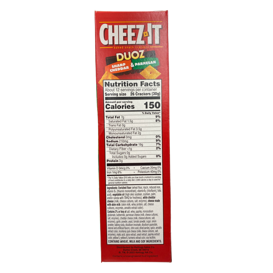 Kellogg's Cheez-It Duoz Sharp Cheddar & Parmesan Crackers 12.4 oz box