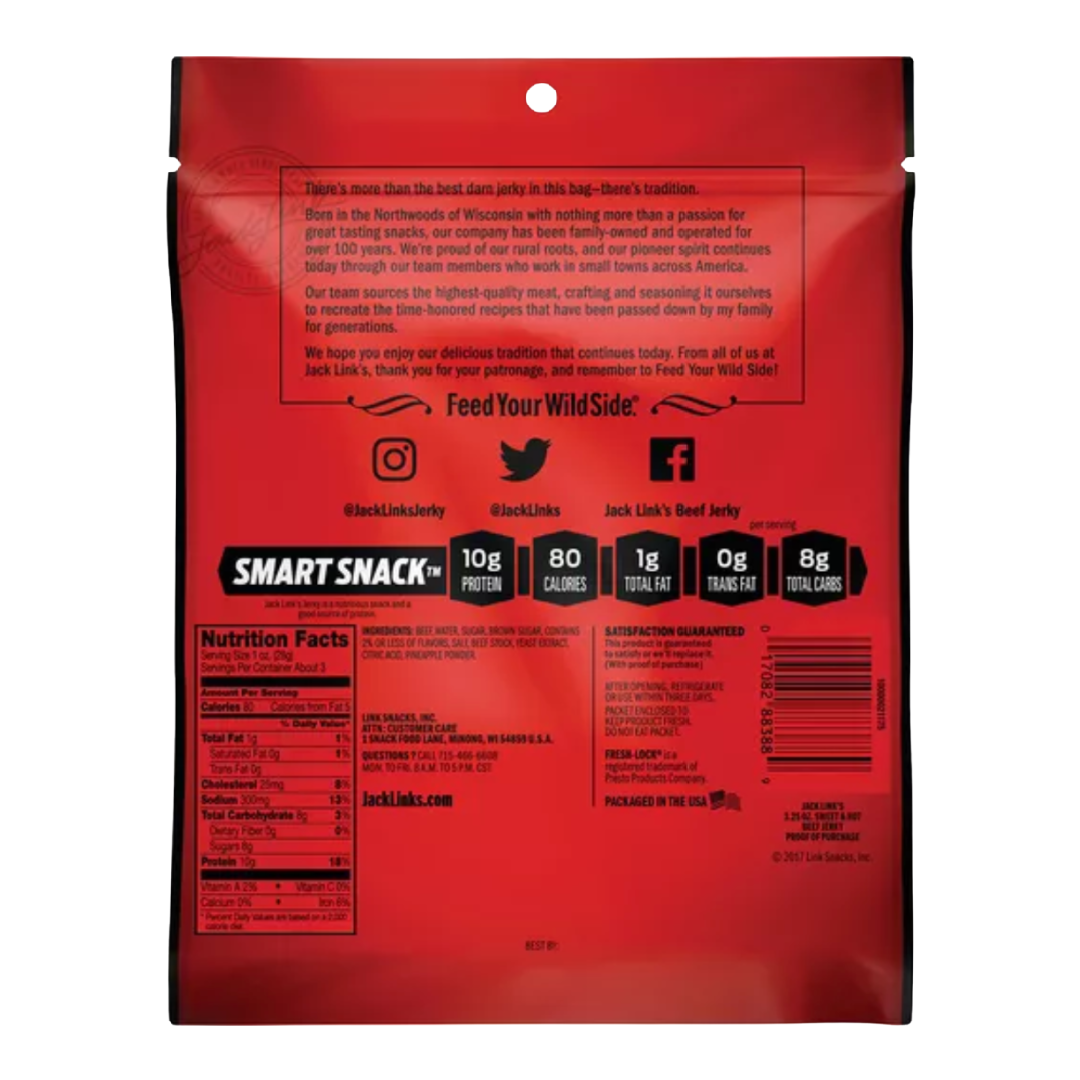 Jack Link's Sweet & Hot Beef Jerky 3.25oz bag