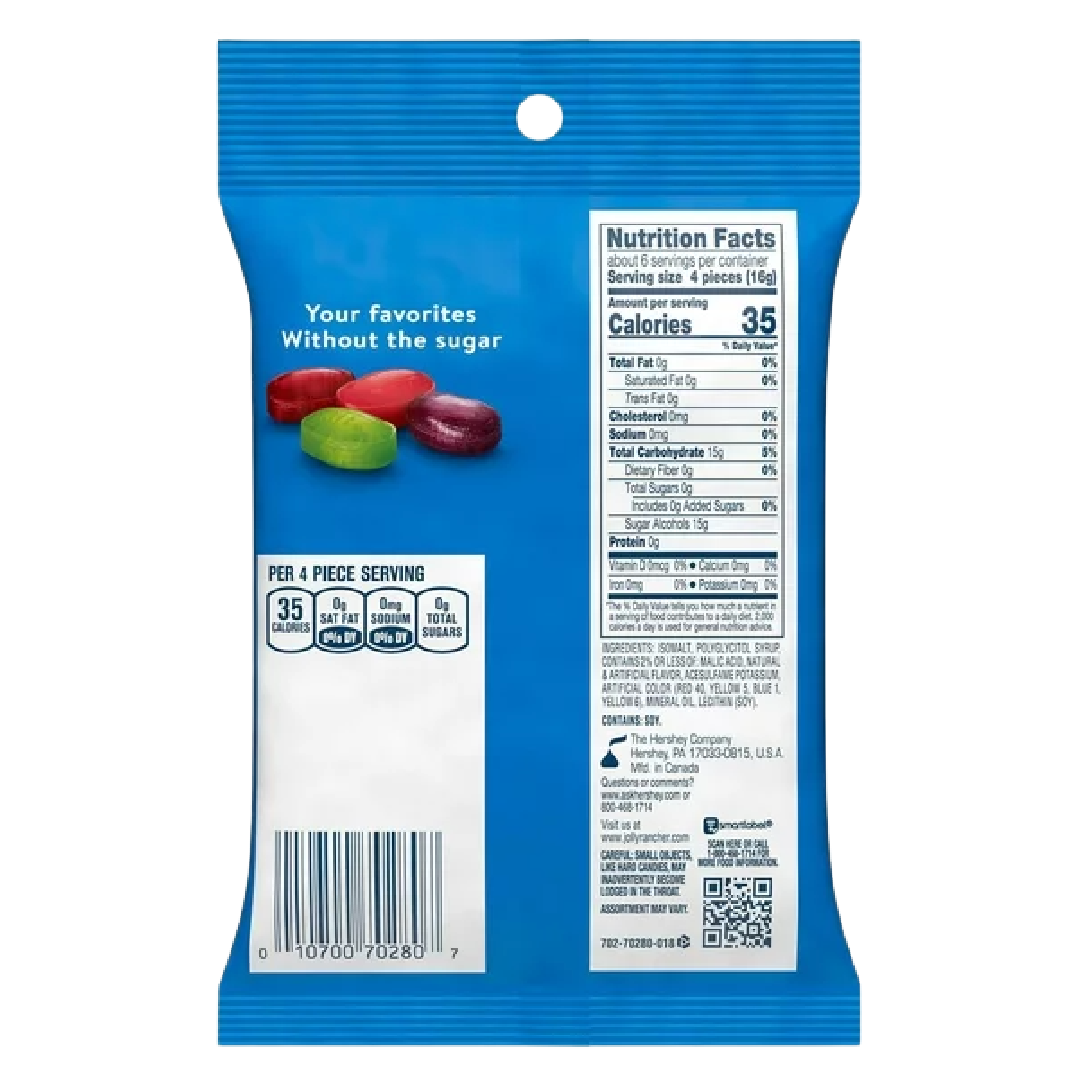 JOLLY RANCHER Zero Sugar Assorted Fruit Flavored Hard Candy 3.6oz