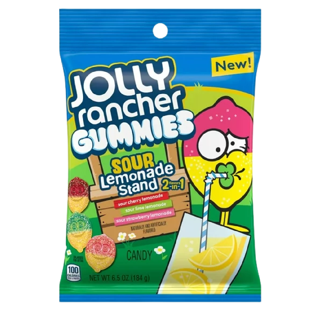 JOLLY RANCHER Gummies 2 In 1 Sour Lemonade Stand Flavors Bag 6.5 oz