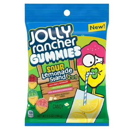 JOLLY RANCHER Gummies 2 In 1 Sour Lemonade Stand Flavors Bag 6.5 oz