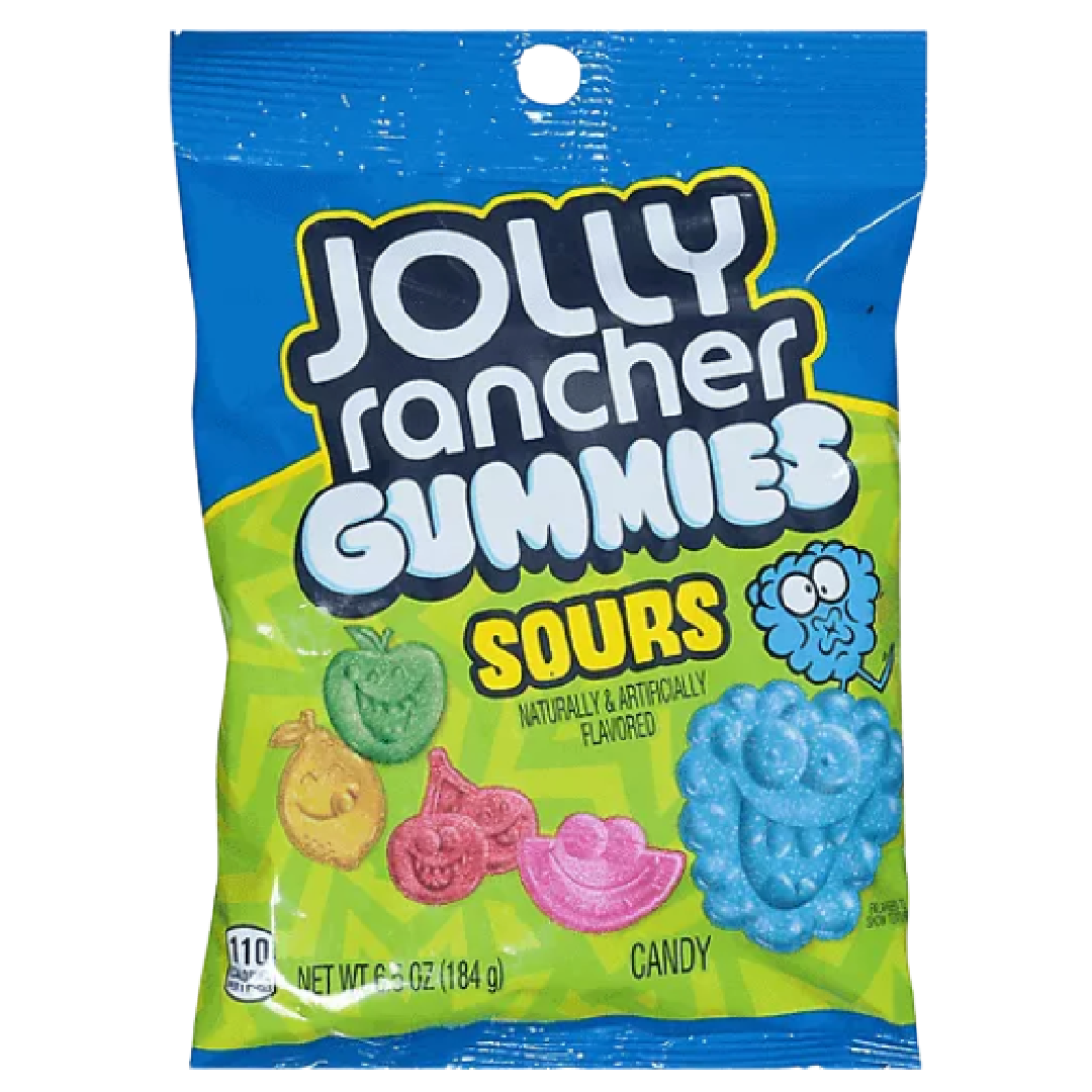 JOLLY RANCHER, Assorted Fruit Flavored Sours Gummy Candy 6.5oz, Bag 184 g